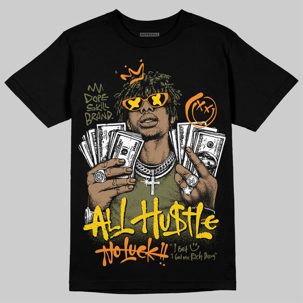 Olive Sneakers DopeSkill T-Shirt All Hustle No Luck Graphic Streetwear - Black