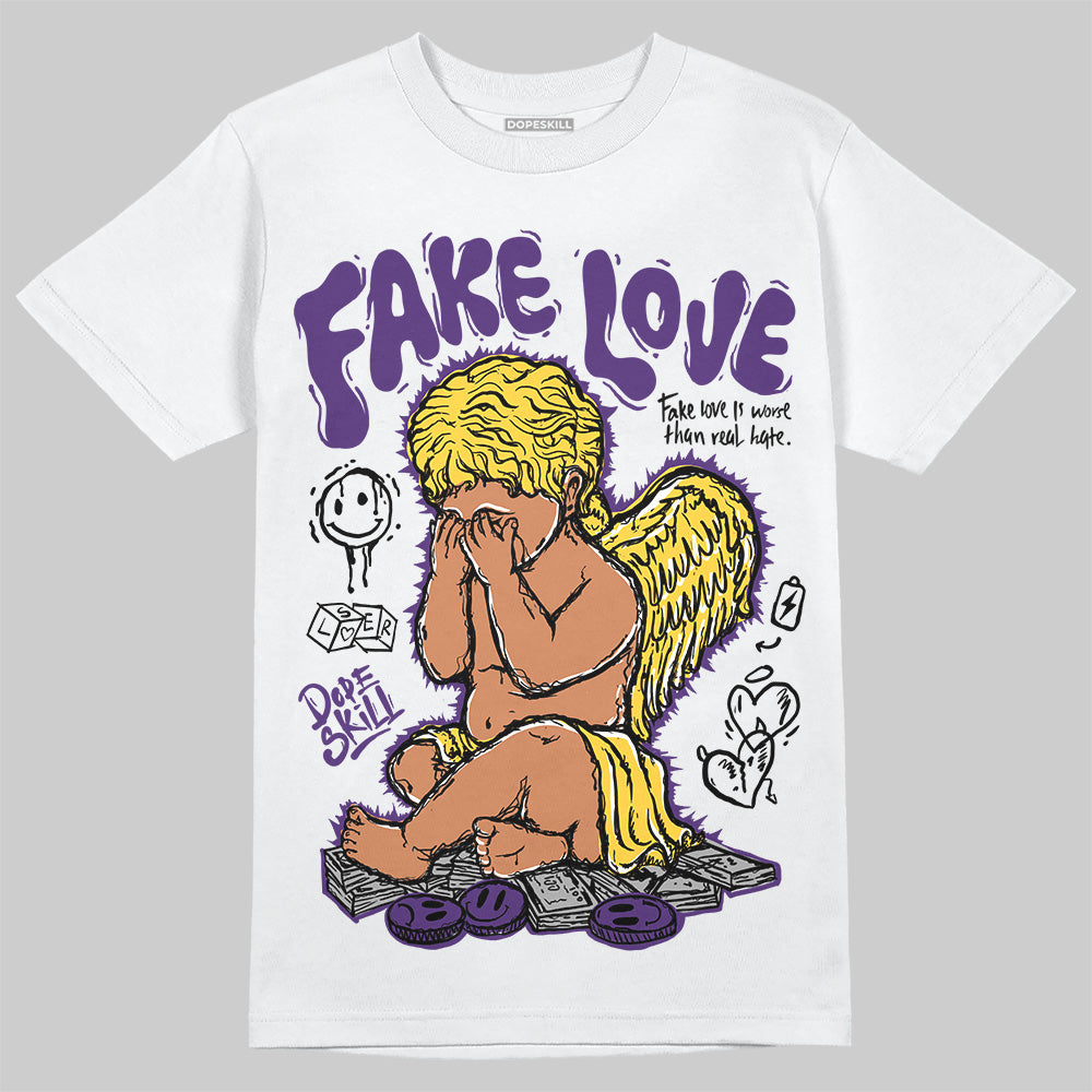 Jordan 12 “Field Purple” DopeSkill T-Shirt New Fake Love Graphic Streetwear - White