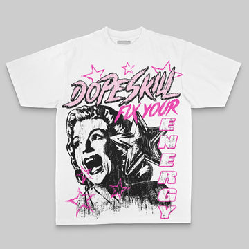 Pink Oversize Print Fix Your Energy DopeSkill Graphic Premium T-shirt Streetwear - White