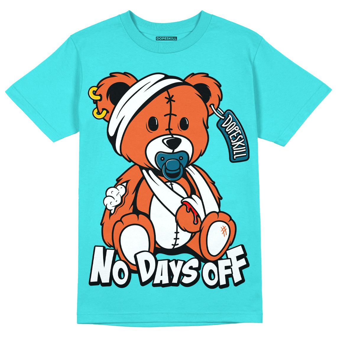 Dunk Low “Miami Dolphins” DopeSkill Tahiti Blue T-shirt Hurt Bear Graphic Streetwear