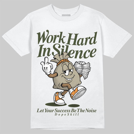 Olive Sneakers DopeSkill T-Shirt Work Hard In Silence Graphic Streetwear - White