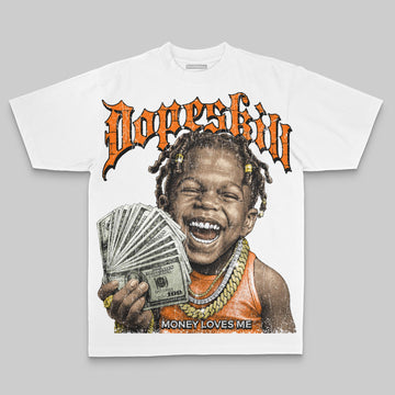 Orange Oversize Print Money Loves Me DopeSkill Graphic Premium T-shirt Streetwear - White