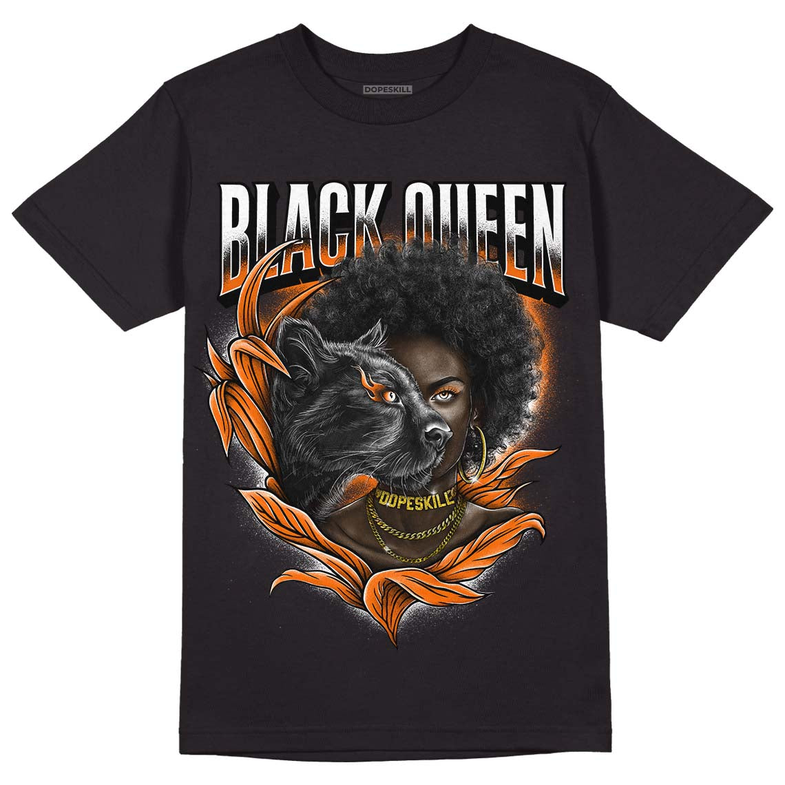 Orange, Black & White Sneakers DopeSkill T-Shirt New Black Queen Graphic Streetwear - Black