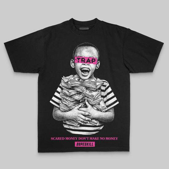 Pink Oversize Print Scared Money Don't Make No Money DopeSkill Graphic Premium T-shirt Streetwear - Black