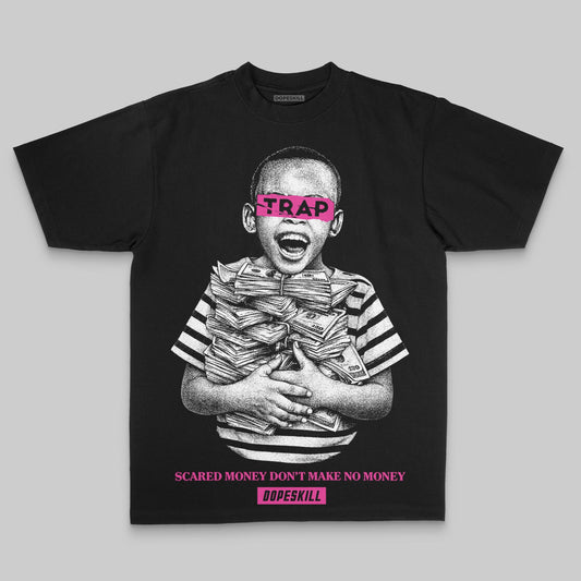 Pink Oversize Print Scared Money Don't Make No Money DopeSkill Graphic Premium T-shirt Streetwear - Black