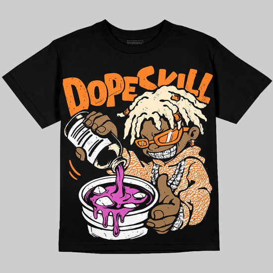 Jordan 3 Orange Citrus DopeSkill T-Shirt Pour Up Graphic Streetwear - Black