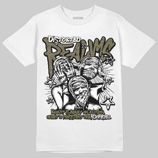 Jordan 3 “Medium Olive” aka “Family Affair” DopeSkill T-Shirt Distorted Realms Graphic Streetwear - White