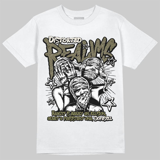 Jordan 3 “Medium Olive” aka “Family Affair” DopeSkill T-Shirt Distorted Realms Graphic Streetwear - White