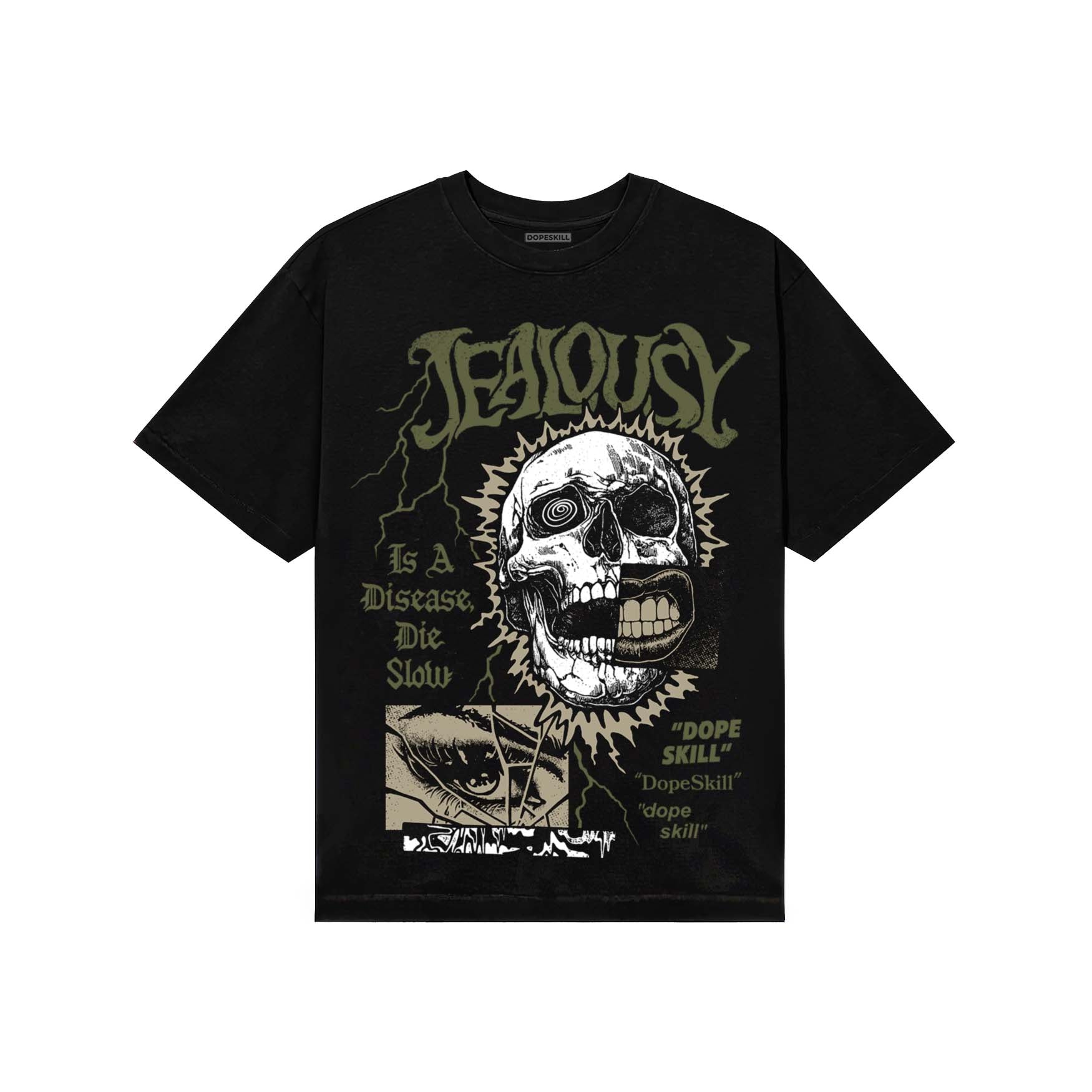 Olive Sneakers DopeSkill T-Shirt Jealousy Graphic Streetwear - Black