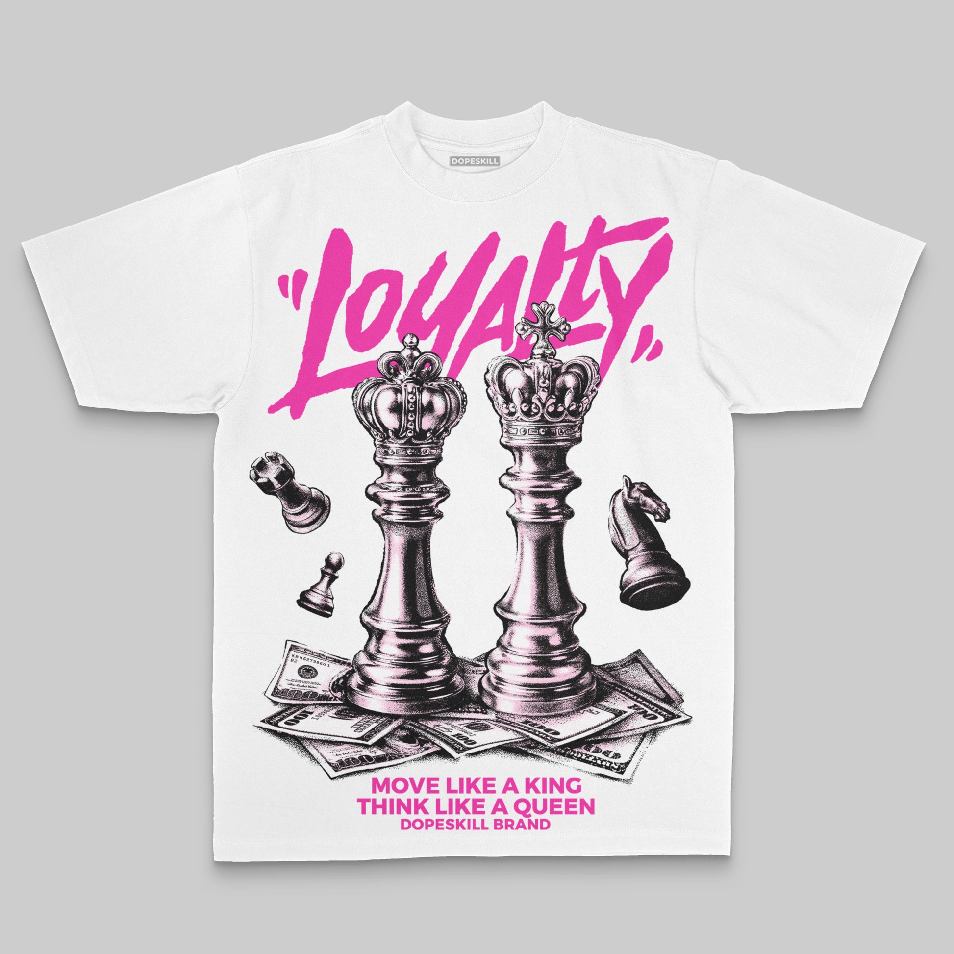 Pink Sneakers Oversize Print 'Loyalty' DopeSkill Graphic T-shirt Streetwear - White