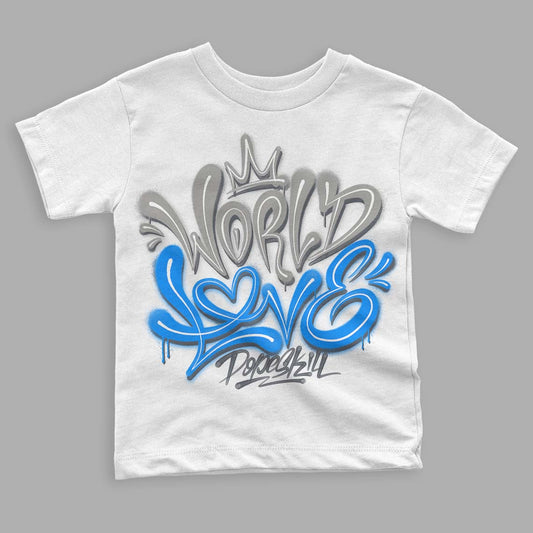 Jordan 11 Cool Grey DopeSkill Toddler Kids T-shirt World Love Graphic Streetwear - White