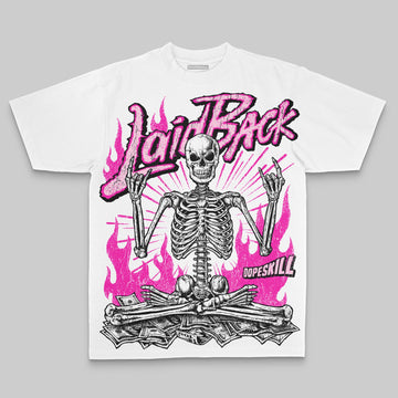 Pink Oversize Print Laid Back DopeSkill Graphic Premium T-shirt Streetwear - White