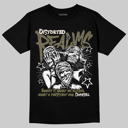 Jordan 3 “Medium Olive” aka “Family Affair” DopeSkill T-Shirt Distorted Realms Graphic Streetwear - Black