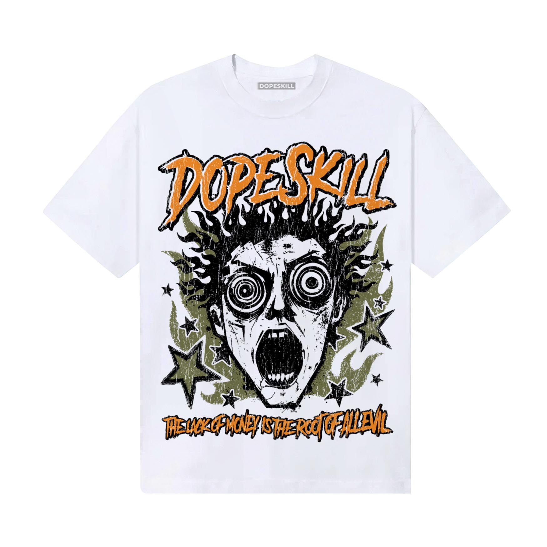 Olive Sneakers DopeSkill T-Shirt Root of Evil Graphic Streetwear - White