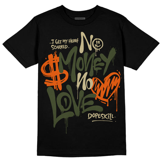 Olive Sneakers DopeSkill T-Shirt No Money No Love Typo Graphic Streetwear - Black