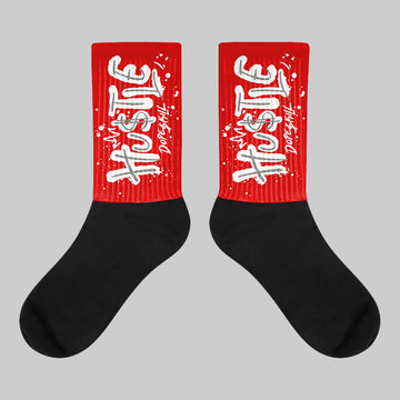 Fire Red 3s DopeSkill Sublimated Socks Hustle Graphic