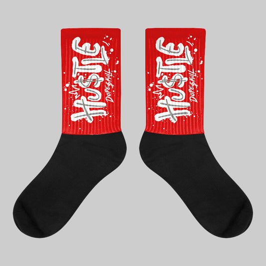 Fire Red 3s DopeSkill Sublimated Socks Hustle Graphic