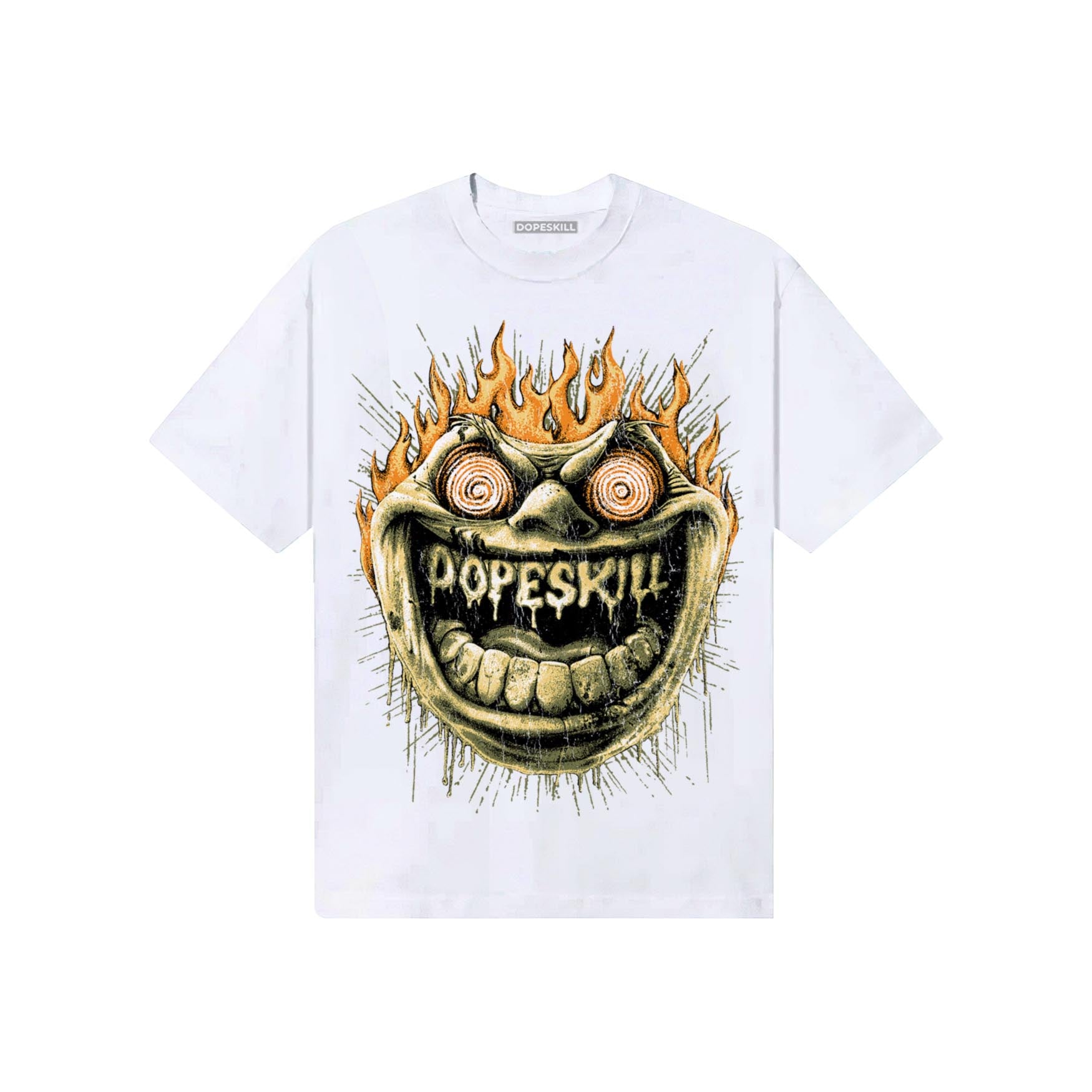 Olive Sneakers DopeSkill T-Shirt Hellfire Graphic Streetwear - White