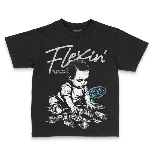 Jordan 4 Retro GS “Blue Chill” DopeSkill Toddler Kids T-shirt Flexin' Graphic Streetwear - Black