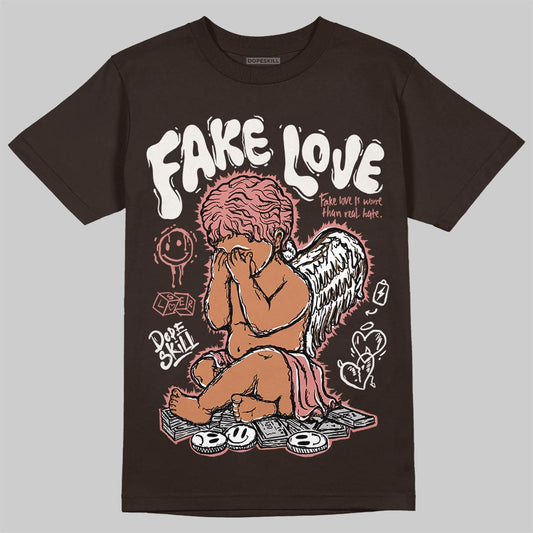 Jordan 1 High OG “Baroque Brown” DopeSkill T-Shirt False Love Graphic Streetwear - Dark Chocolate