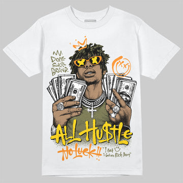 Olive Sneakers DopeSkill T-Shirt All Hustle No Luck Graphic Streetwear - White