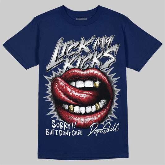 Jordan 12 Retro French Blue (2025) DopeSkill T-Shirt Lick My Kicks Graphic Streetwear -Navy