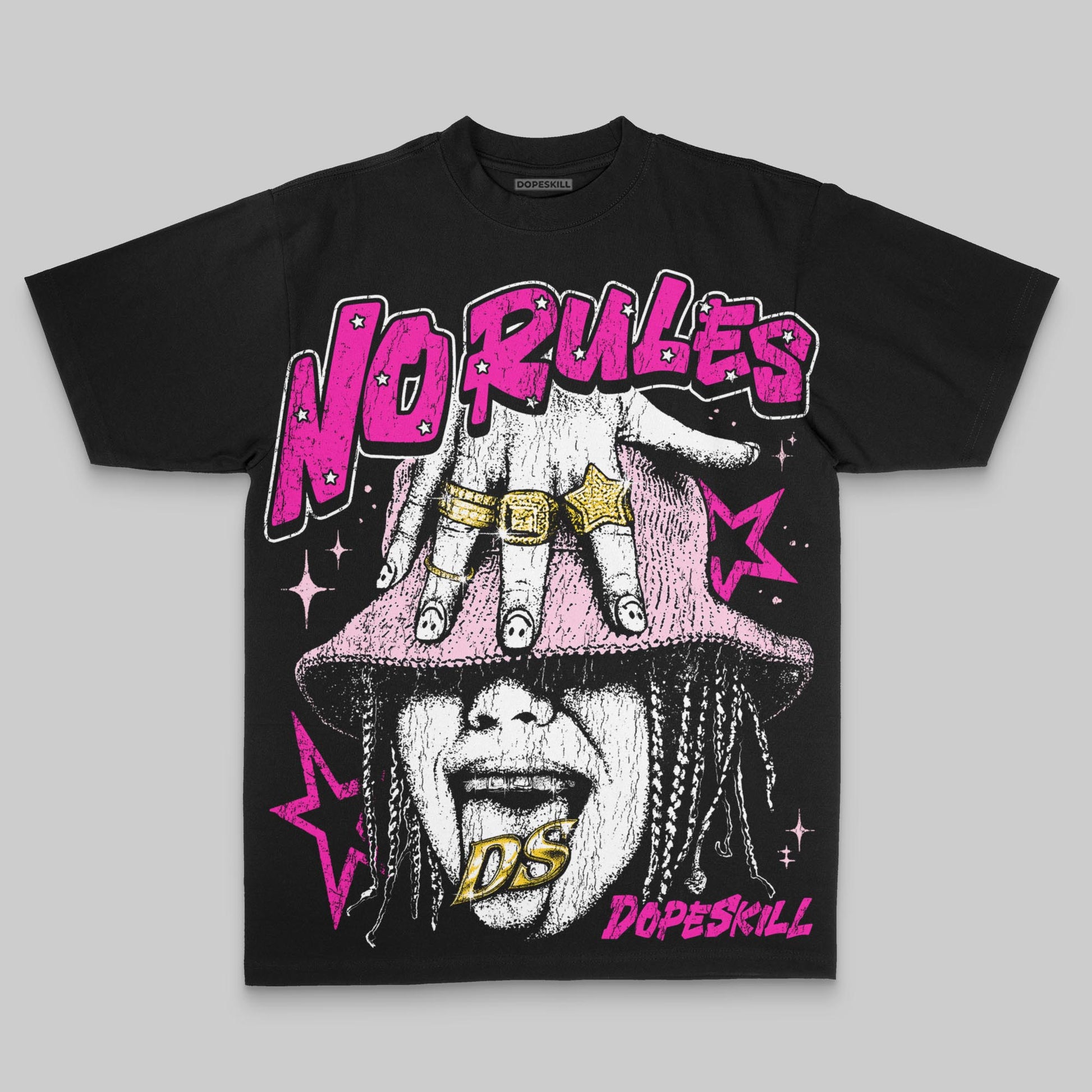 Pink Oversize Print No Rules DopeSkill Graphic Premium T-shirt Streetwear - black