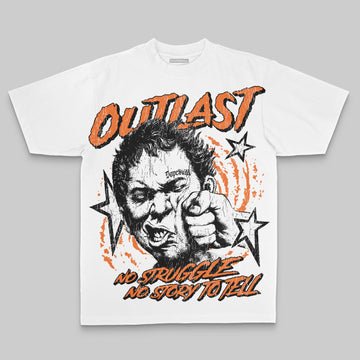 Orange Oversize Print Outlast DopeSkill Graphic T-shirt Streetwear - White