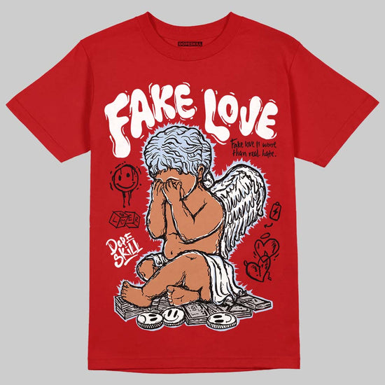 Jordan 5 Retro Fire Red Black Tongue (2025) DopeSkill T-Shirt False Love Graphic Streetwear - Red