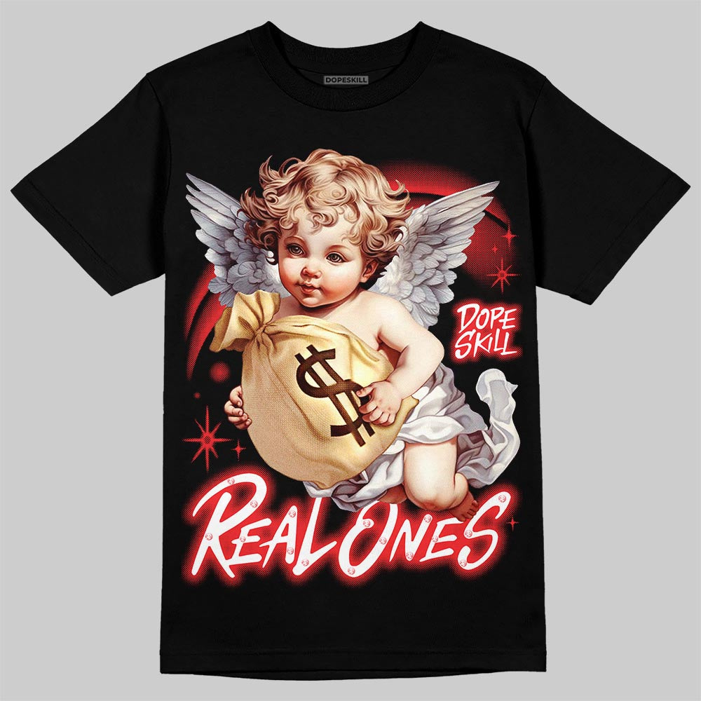 Jordan 13 Chicago DopeSkill T-Shirt Real Ones Angel Graphic Streetwear - Black