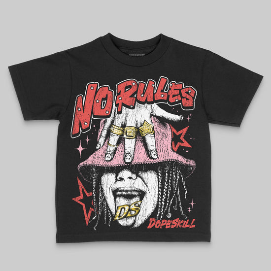 Red Sneakers DopeSkill Toddler Kids T-shirt No Rules Graphic Streetwear - Black