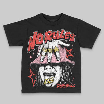 Red Sneakers DopeSkill Toddler Kids T-shirt No Rules Graphic Streetwear - Black
