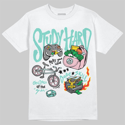 Jordan 11 Low "Igloo" DopeSkill T-Shirt Study Hard Graphic Streetwear - WHite 