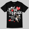 Dunk Low Panda White Black DopeSkill T-Shirt New Love Heals Graphic Streetwear - black