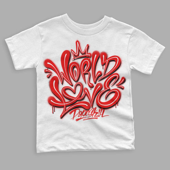 Jordan 12 “Cherry” DopeSkill Toddler Kids T-shirt World Love Graphic Streetwear - White 