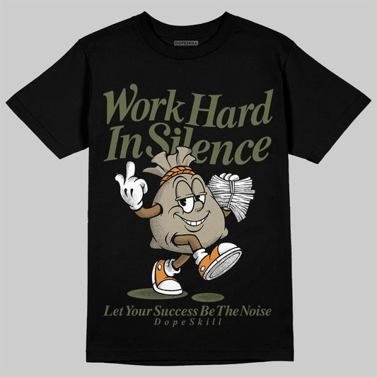 Olive Sneakers DopeSkill T-Shirt Work Hard In Silence Graphic Streetwear - Black