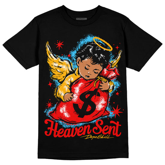 Red Sneakers DopeSkill T-Shirt Heaven Sent Graphic Streetwear - Black