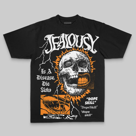 Orange Oversize Print Jealousy DopeSkill Graphic T-shirt Streetwear - black