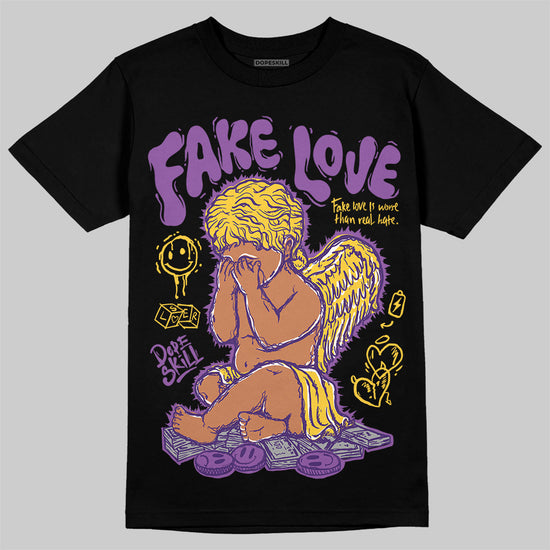 Jordan 12 “Field Purple” DopeSkill T-Shirt New Fake Love Graphic Streetwear - Black