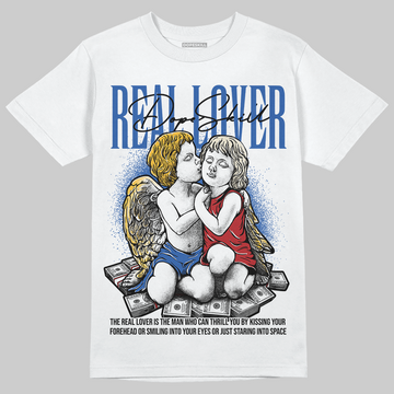 Fragment x UNION x Jordan 1 High OG “Varsity Red/Sport Royal” DopeSkill T-Shirt Real Lover Graphic Streetwear - White