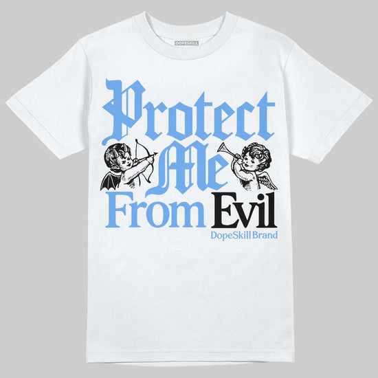Jordan 5 Black University Blue DopeSkill T-Shirt Protect Me From Evil Graphic Streetwear - White 