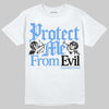 Jordan 5 Black University Blue DopeSkill T-Shirt Protect Me From Evil Graphic Streetwear - White 