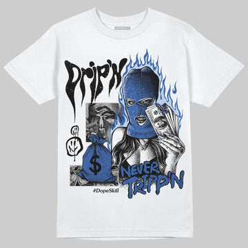 Awake NY x Jordan 5 Retro 'Black Racer Blue' DopeSkill T-Shirt Drip'n Never Tripp'n Graphic Streetwear - White