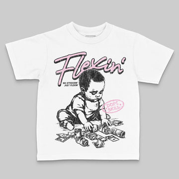 Jordan 12 GS “Pearl Pink” DopeSkill Toddler Kids T-shirt Flexin' Graphic Streetwear -0 White