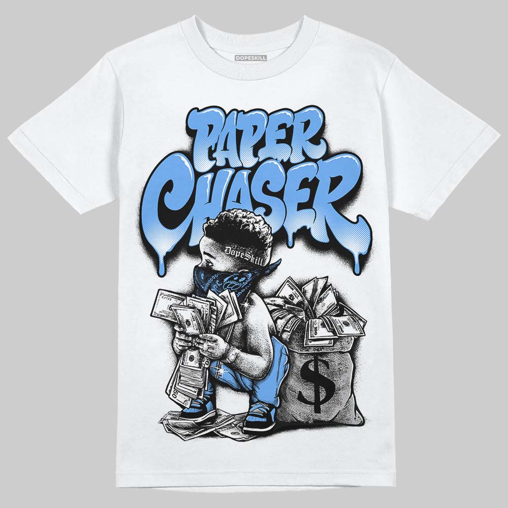 Jordan 5 Black University Blue DopeSkill T-Shirt Paper Chaser Boy Graphic Streetwear - White