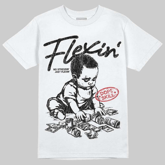 Jordan 4 “Black Cat” (2025) DopeSkill T-Shirt Flexin' Graphic Streetwear - WHite