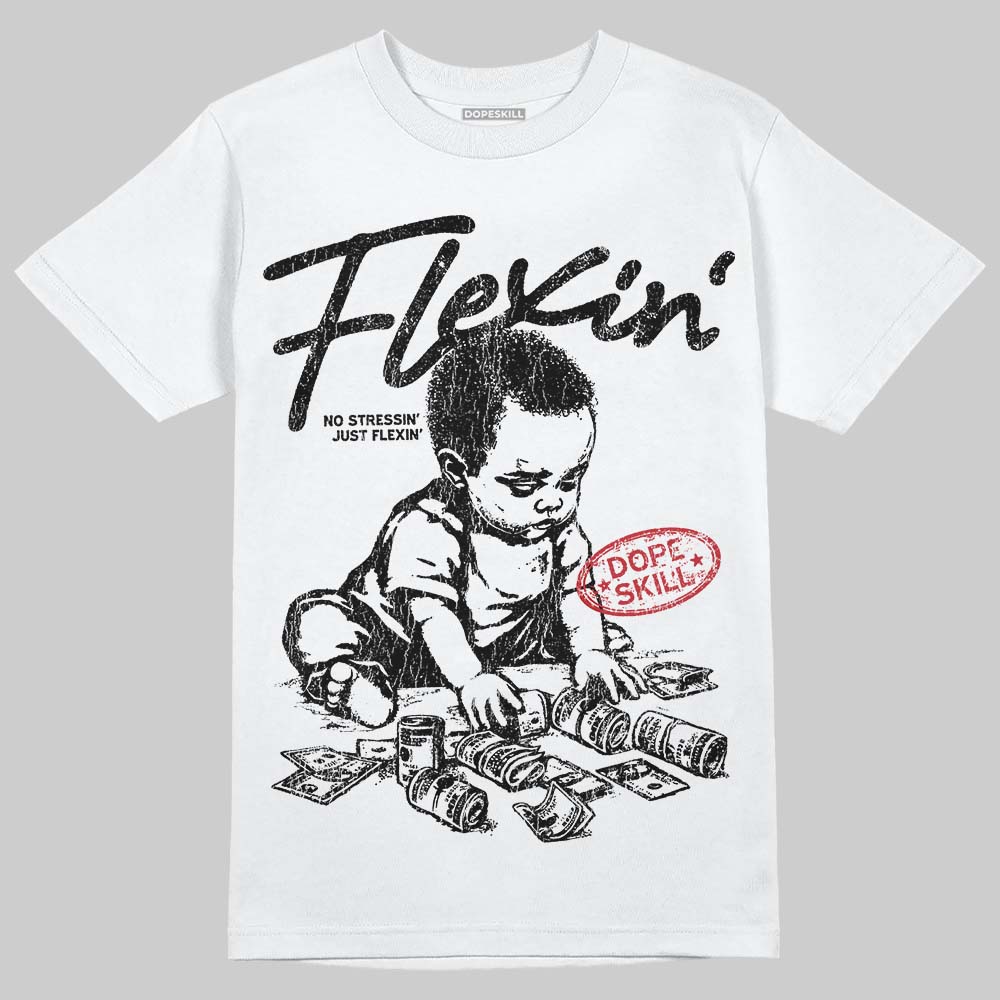 Jordan 4 “Black Cat” (2025) DopeSkill T-Shirt Flexin' Graphic Streetwear - WHite