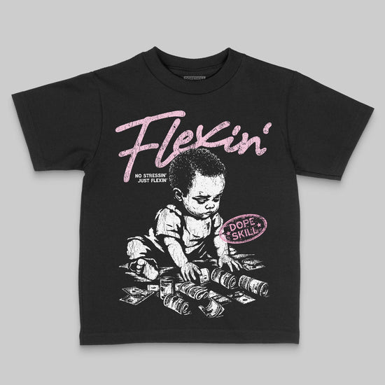 Jordan 12 GS “Pearl Pink” DopeSkill Toddler Kids T-shirt Flexin' Graphic Streetwear - Black