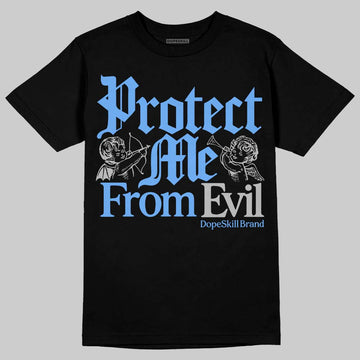 Jordan 5 Black University Blue DopeSkill T-Shirt Protect Me From Evil Graphic Streetwear - Black