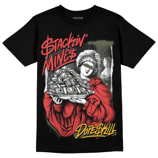 Dunk Mystic Red Cargo Khaki DopeSkill T-Shirt Stackin Mines Graphic Streetwear - Black